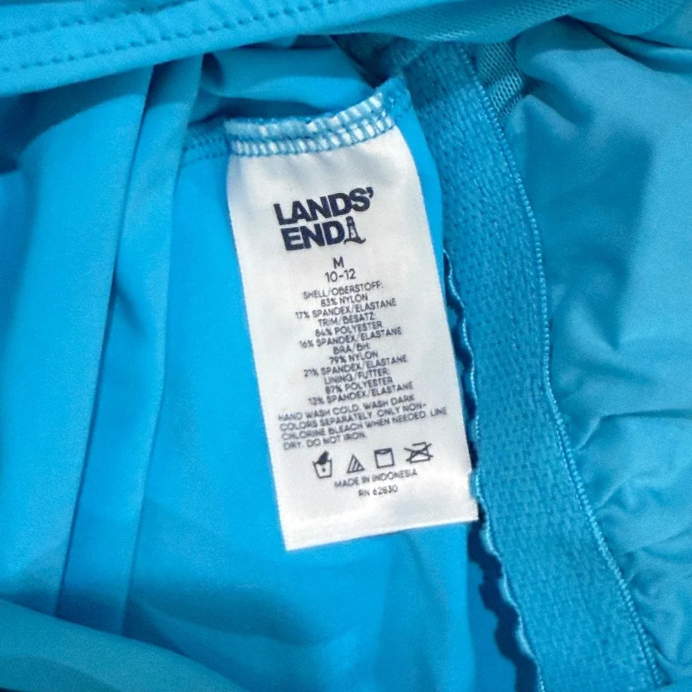 Lands End Tankini Swim Top‎ Blue Striped Adjustable Straps Size M